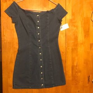 Mini Bodycon Off-Shoulder Jean Dress